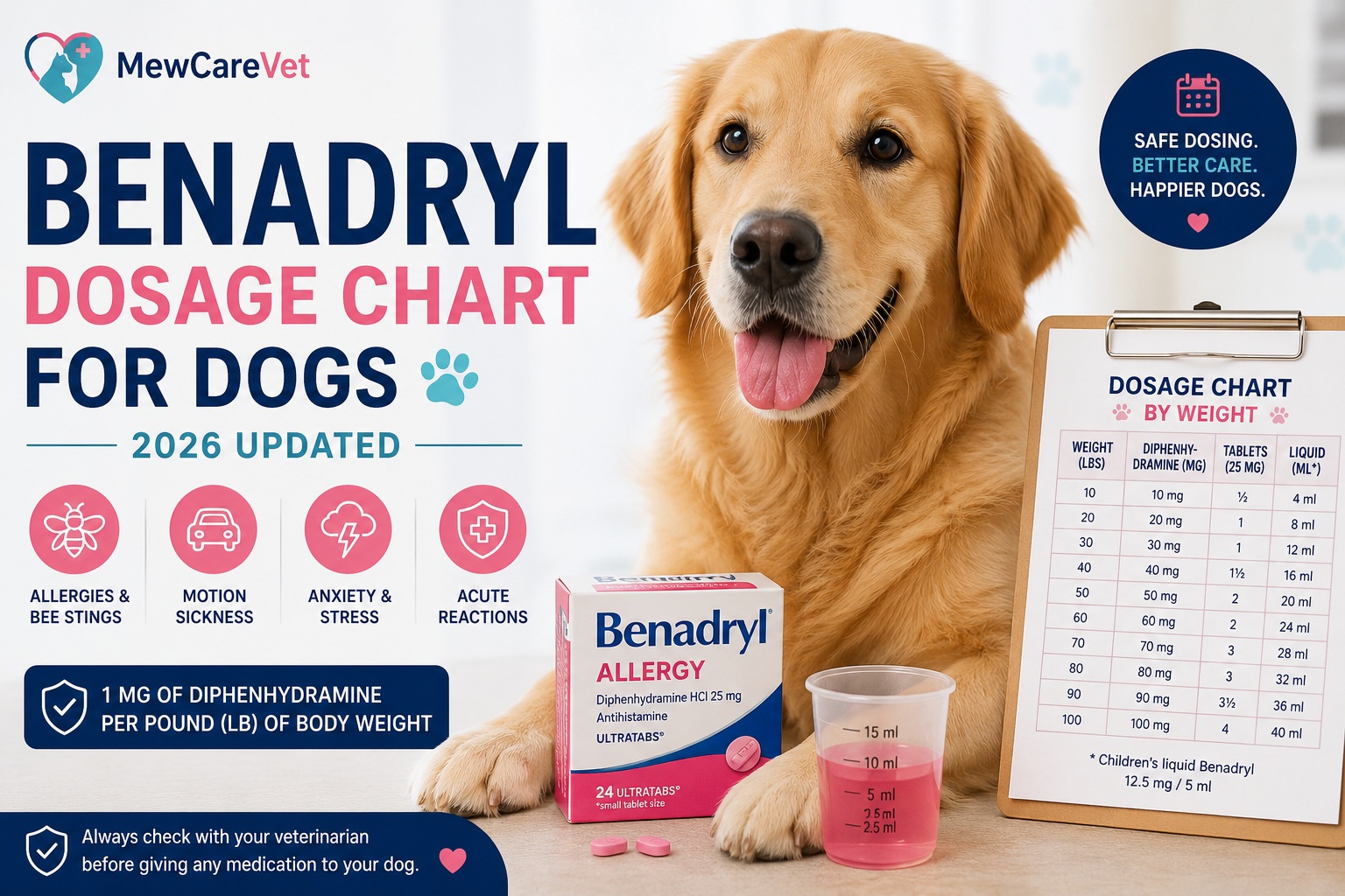 Benadryl Dosage Chart for Dogs [2026 updated]
